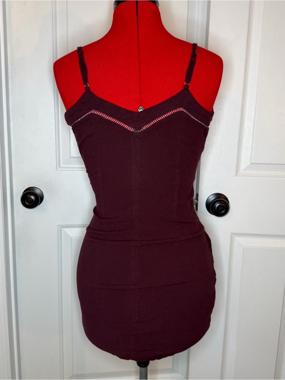 Free People Intimately Dylan Wrap Mini Dress Wine Red Deep Burgandy Women XS - Picture 5 of 8